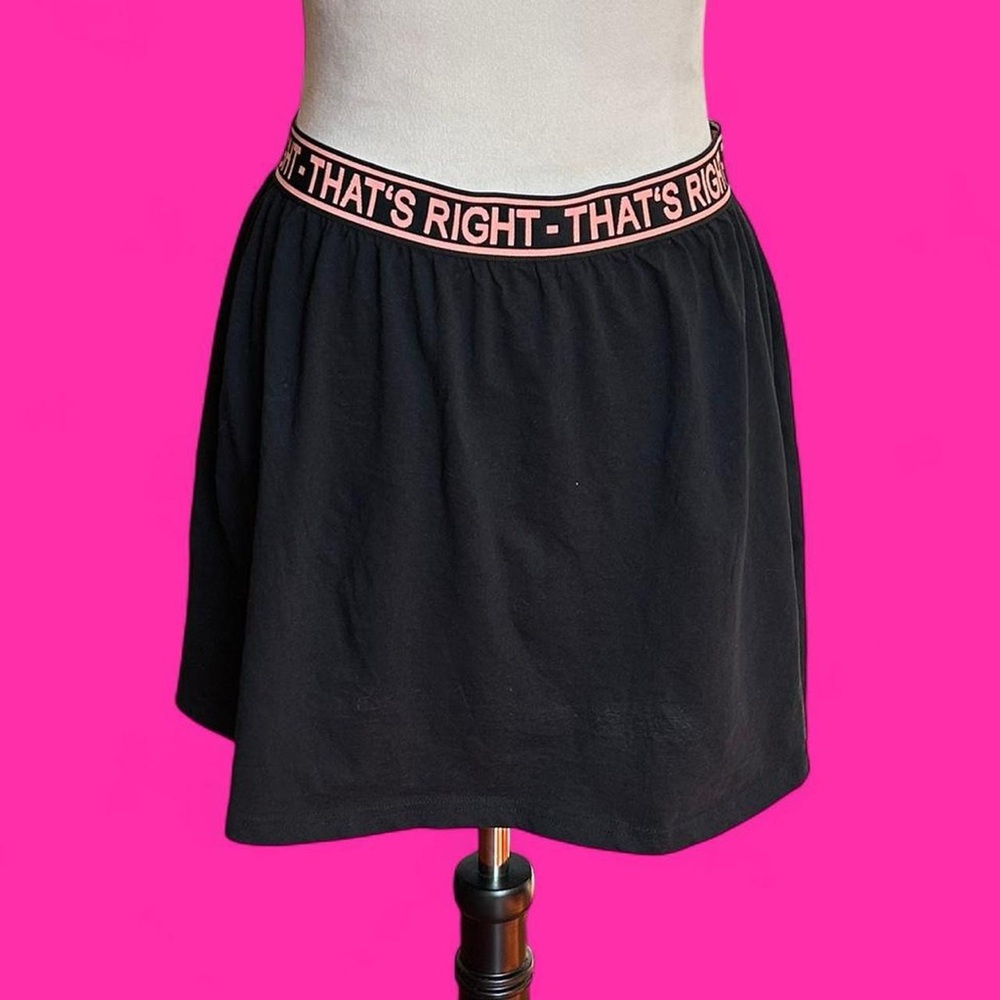 Chic Black Skirt with Pink Waistband